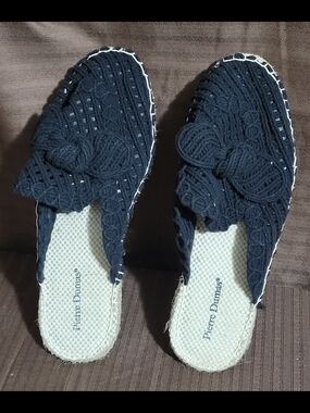 Pierre Dumas Black Crochet Knot Slip-On Espadrilles